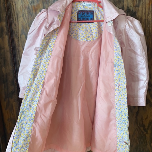 Vintage pink formal coat size 4 rose buttons trench coat style shimmer jacket - Picture 8 of 10